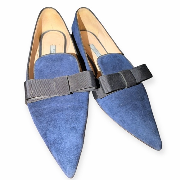 Prada Shoes - Prada Blue and Black Suede Loafers - 38.5